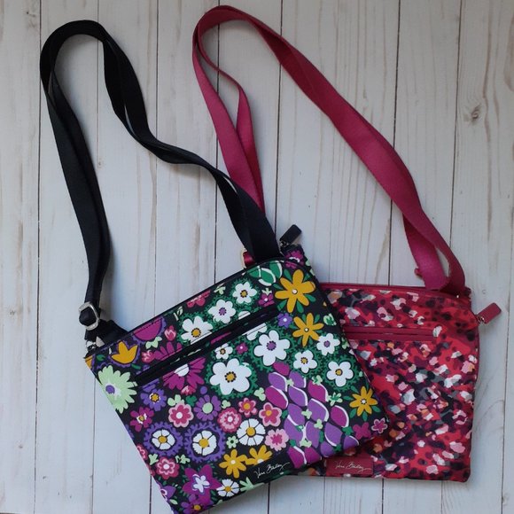 Vera Bradley Lighten Up RFID Triple Compartment Crossbody Red Black - Set of 2 - Picture 1 of 16